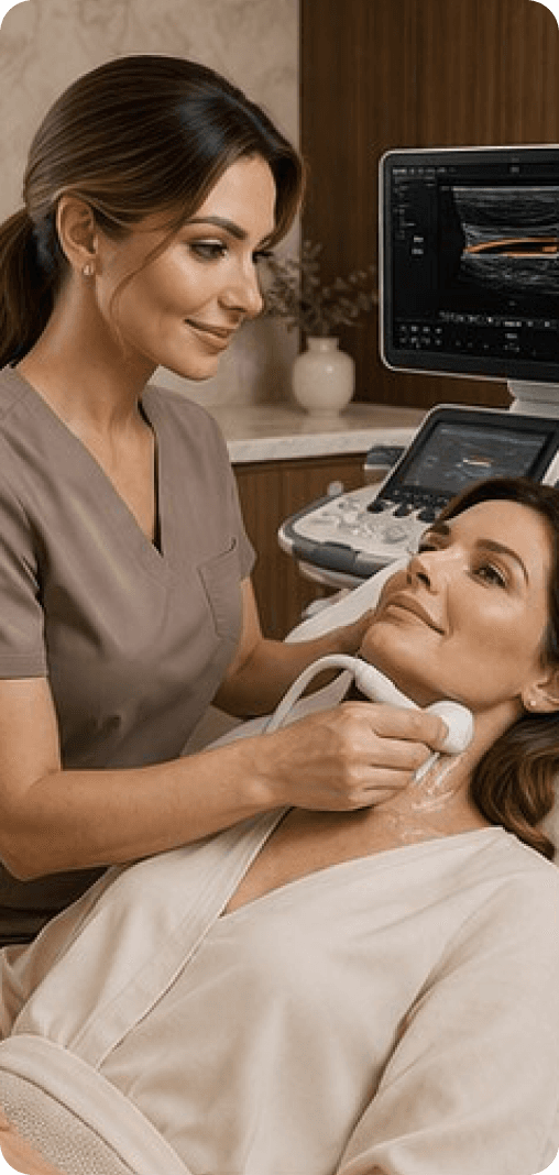 Technician preparing an ultrasound scan